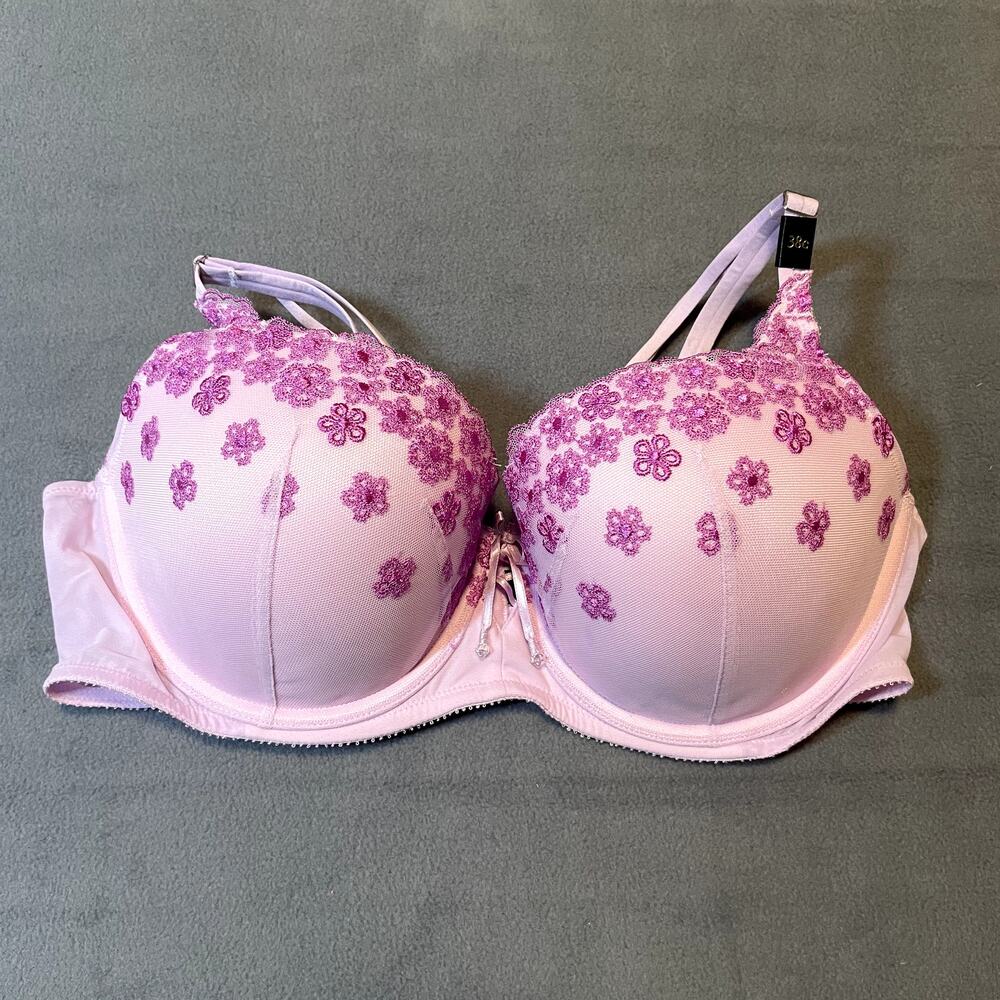 Victoria's Secret Bra Womens 38C Purple Very Sexy Balconet Floral Embroidered